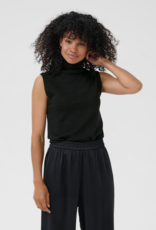 Kaffe Regina Sleeveless Roll Neck Sparkle Knit Top in Black Deep