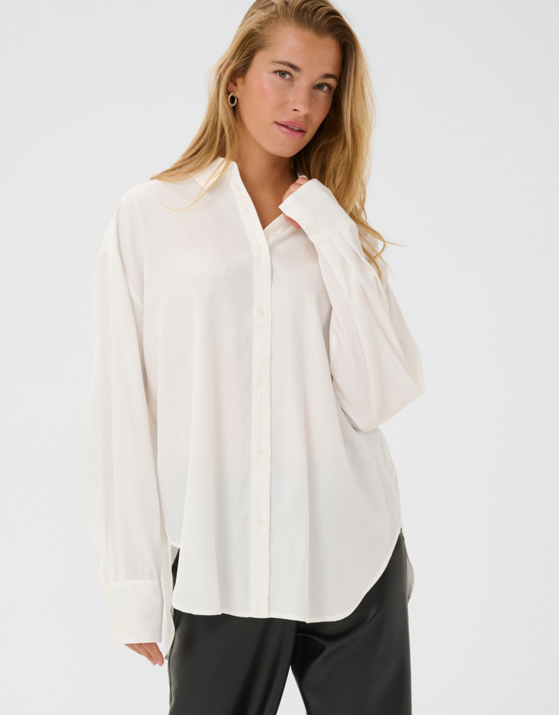 Kaffe Ida Shirt with Rhinestones in Chalk White