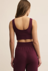 Z-Supply Zoe Silky Rib Tank Bra in Merlot
