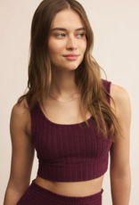 Z-Supply Zoe Silky Rib Tank Bra in Merlot