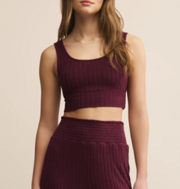 Z-Supply Zoe Silky Rib Tank Bra in Merlot