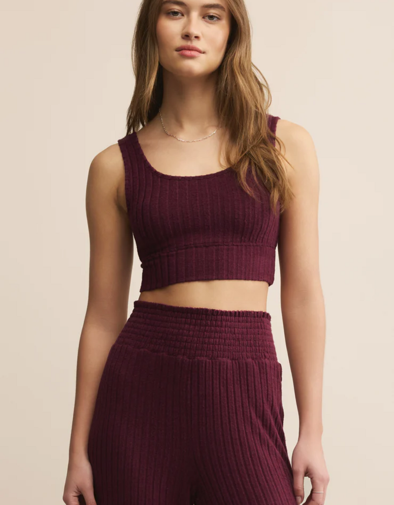 Z-Supply Zoe Silky Rib Tank Bra in Merlot