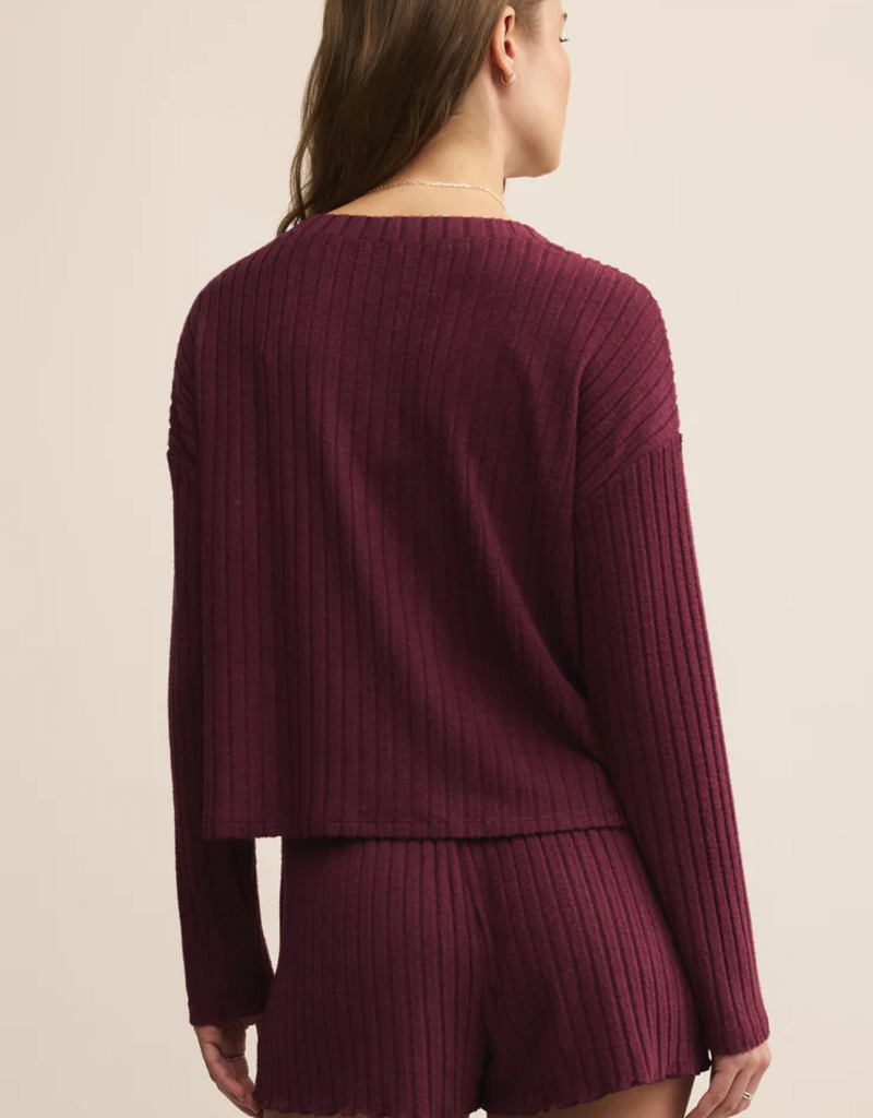 Z-Supply Mara Silky Rib Cardigan in Merlot