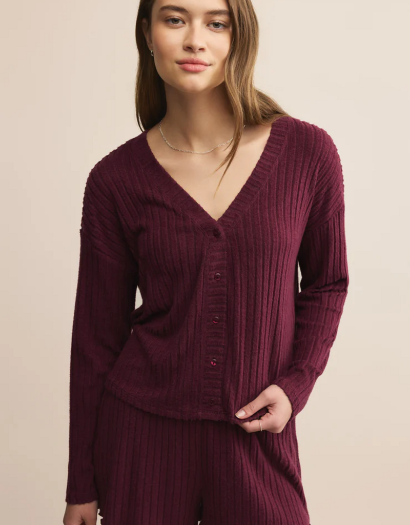 Z-Supply Mara Silky Rib Cardigan in Merlot