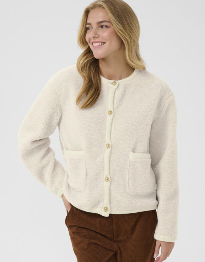 Cream Nolis Fleece Cardigan in Birch