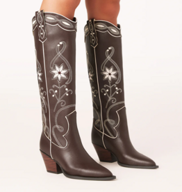 Billini Aviva Western Boot in Chocolate and Ivory
