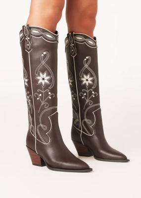 Billini Aviva Western Boot in Chocolate and Ivory