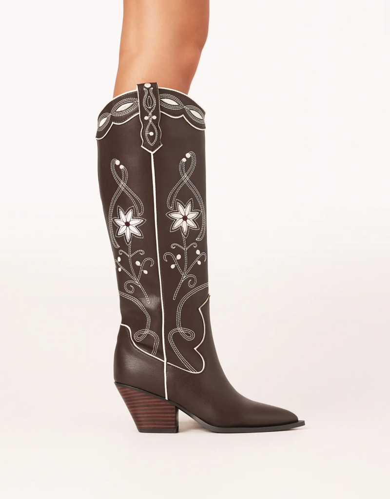 Billini Aviva Western Boot in Chocolate and Ivory