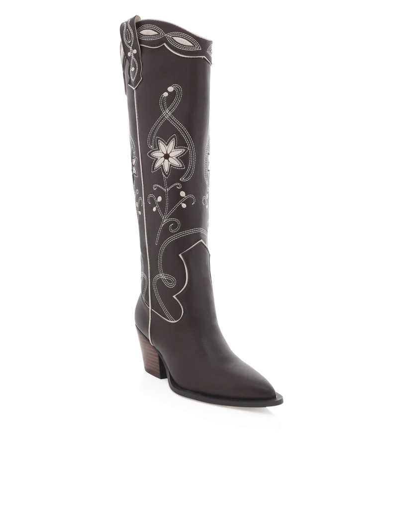 Billini Aviva Western Boot in Chocolate and Ivory