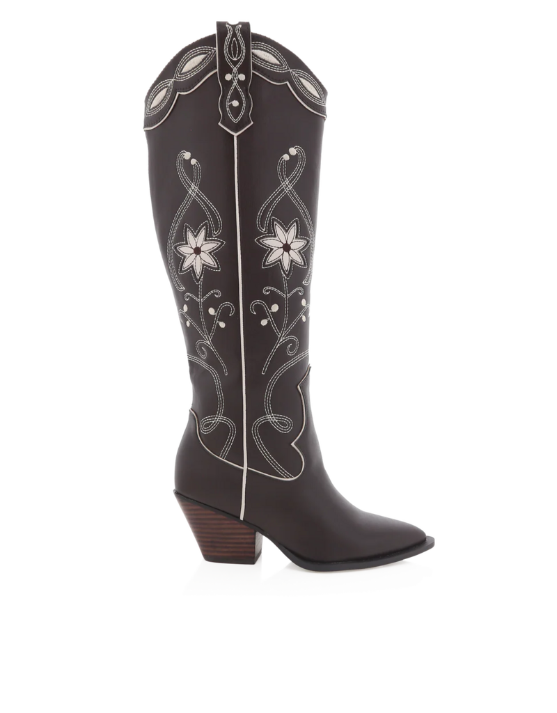 Billini Aviva Western Boot in Chocolate and Ivory