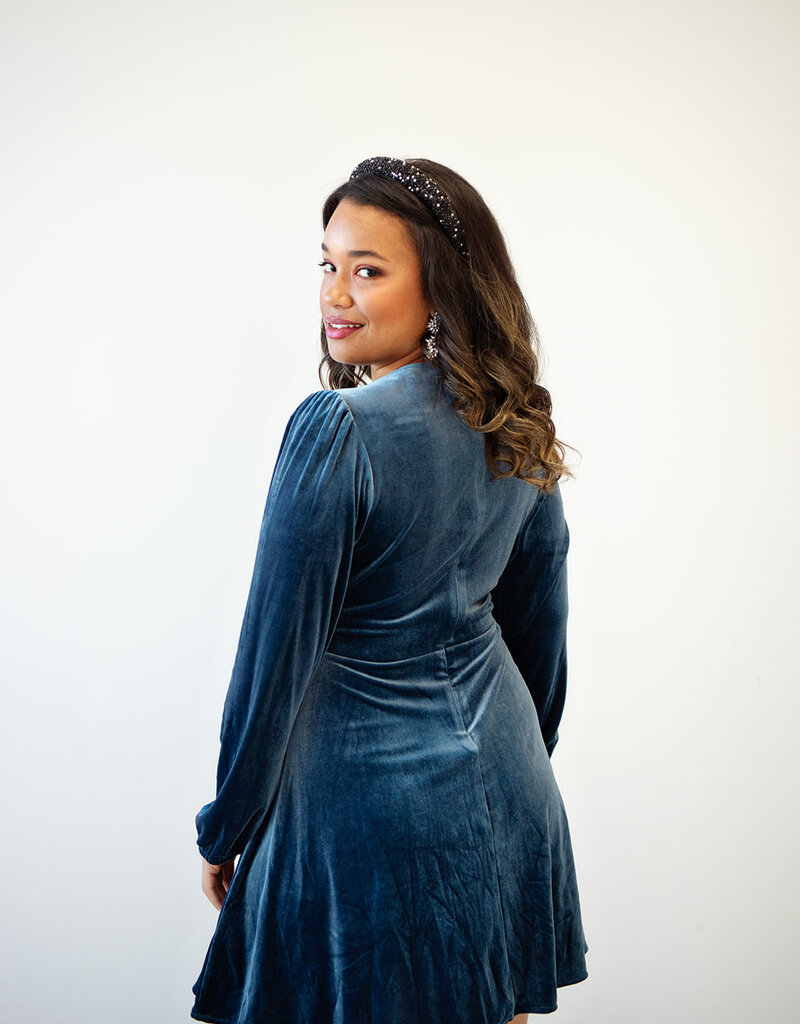 Molly Bracken Polina Velvet Mini Faux Wrap Dress