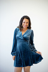 Molly Bracken Polina Velvet Mini Faux Wrap Dress