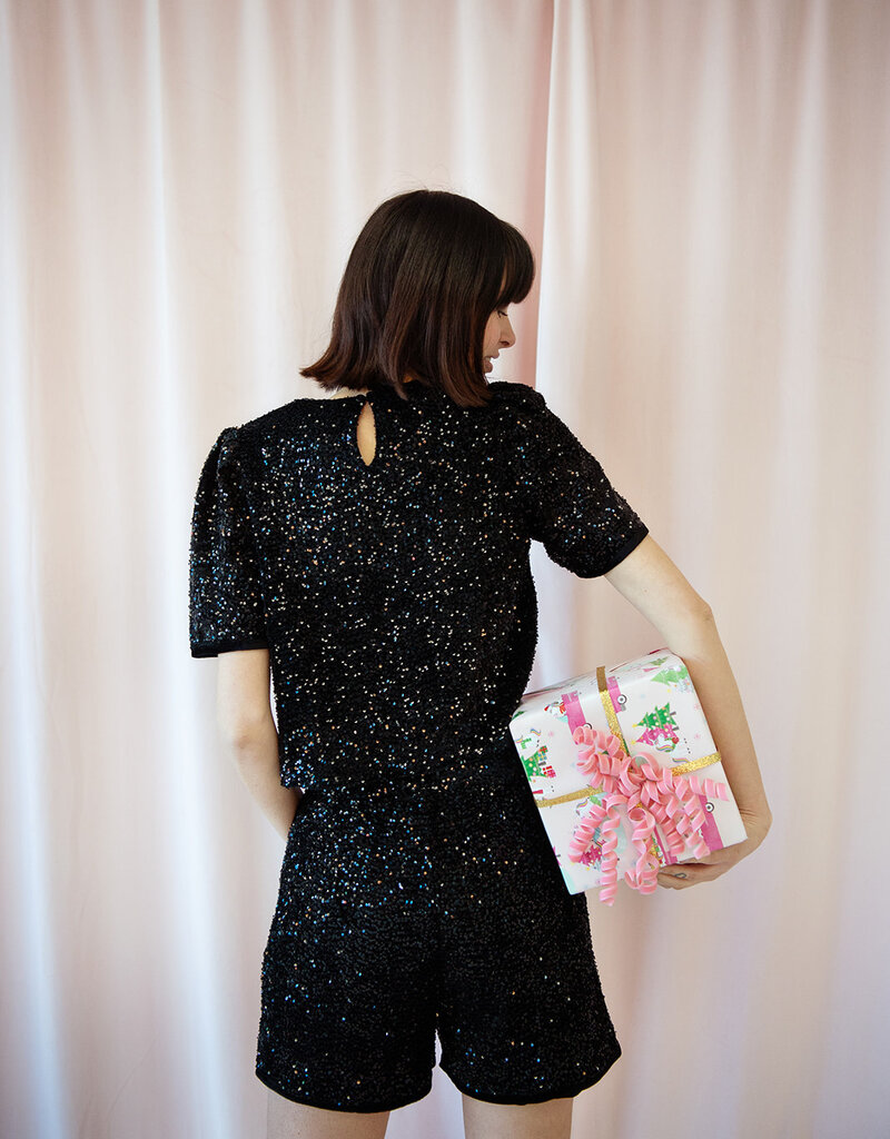 Molly Bracken Maggie Sequin Top in Black