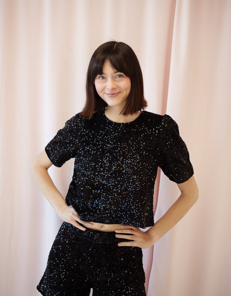 Molly Bracken Maggie Sequin Top in Black