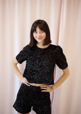 Molly Bracken Lana Sequin Shorts in Black