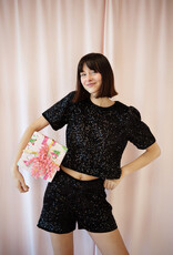 Molly Bracken Lana Sequin Shorts in Black