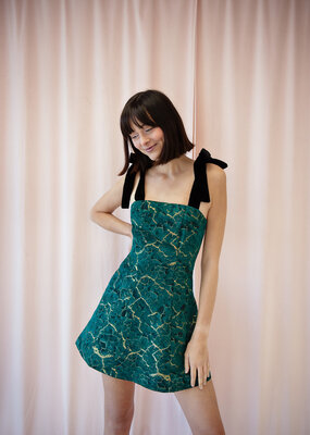 Adelyn Rae Hannah Burnout Shoulder Tie Flared Mini Dress