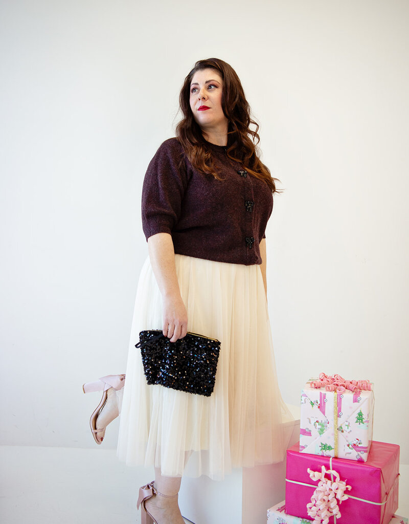 Molly Bracken Larkin Pleated Tulle and Rhinestone Skirt