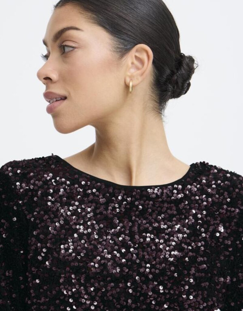 B.Young Paillet Velvet and Sequin Dress with Big Bow Detail