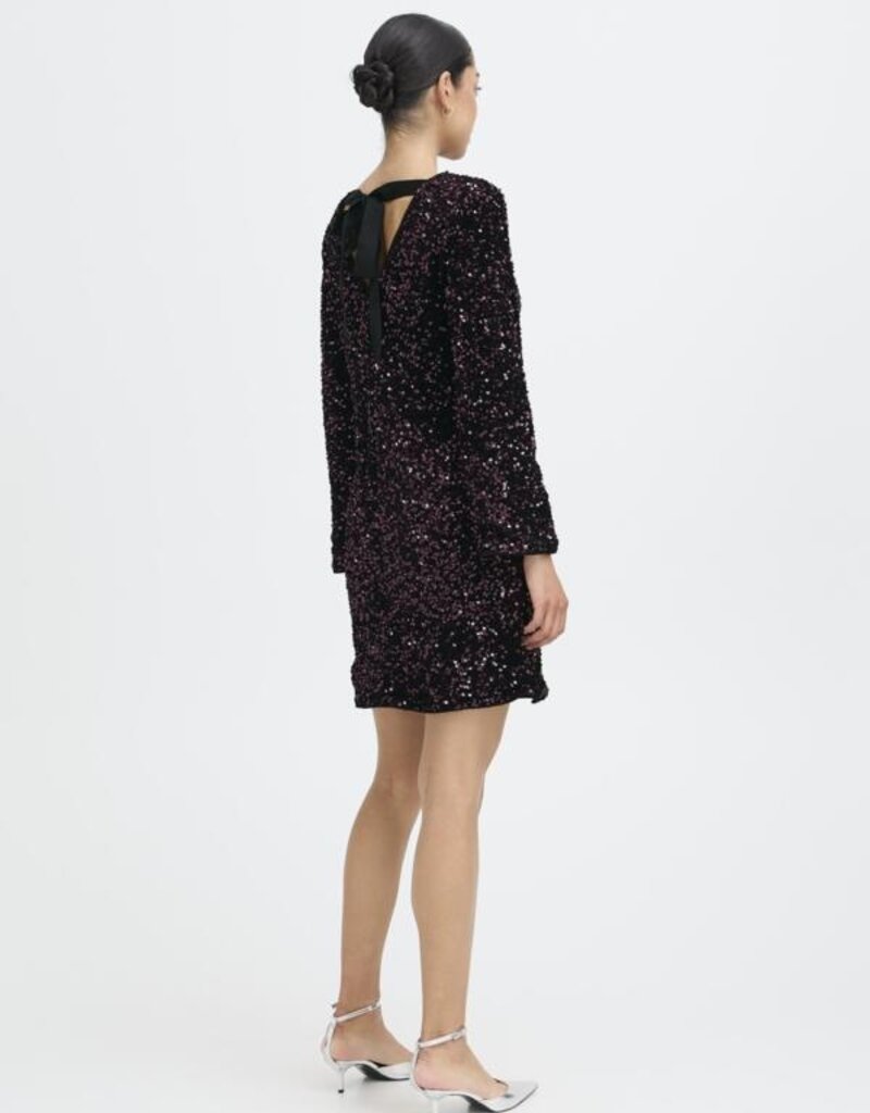 B.Young Paillet Velvet and Sequin Dress with Big Bow Detail