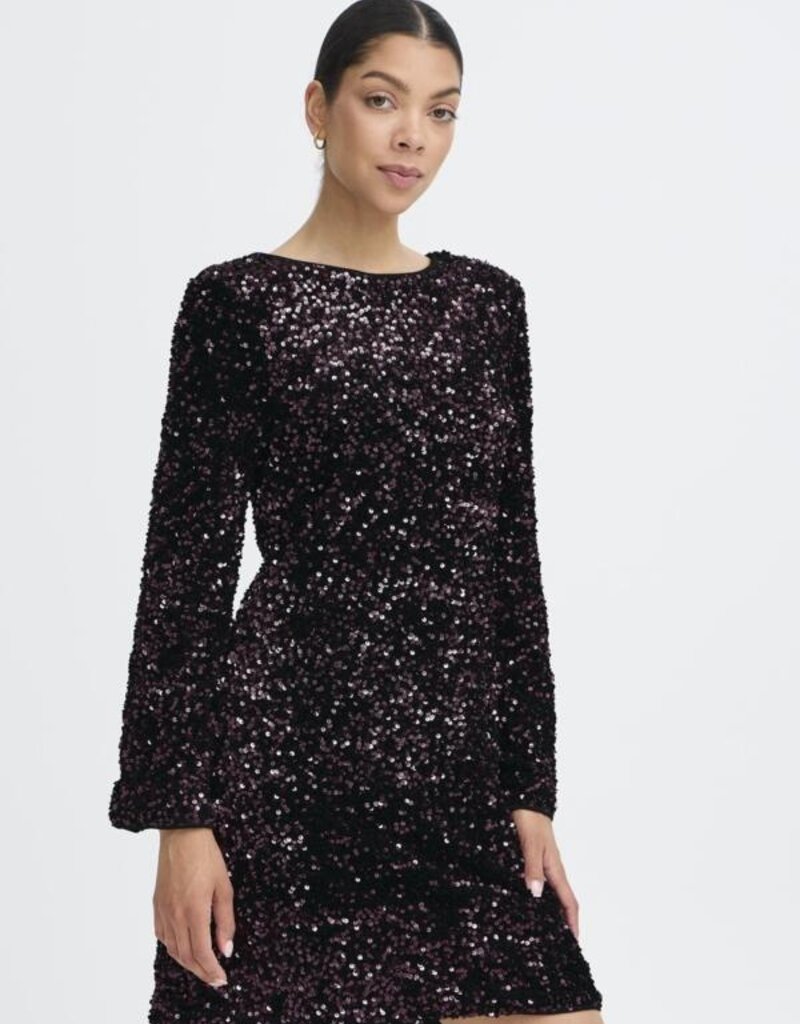 B.Young Paillet Velvet and Sequin Dress with Big Bow Detail
