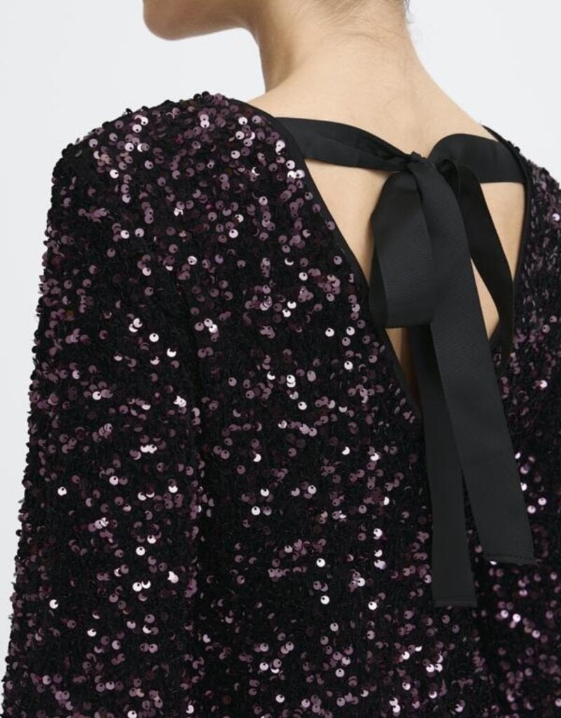 B.Young Paillet Velvet and Sequin Dress with Big Bow Detail