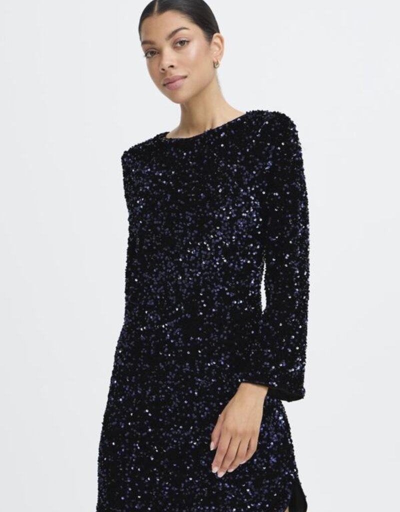 B.Young Paillet Velvet and Sequin Dress with Big Bow Detail
