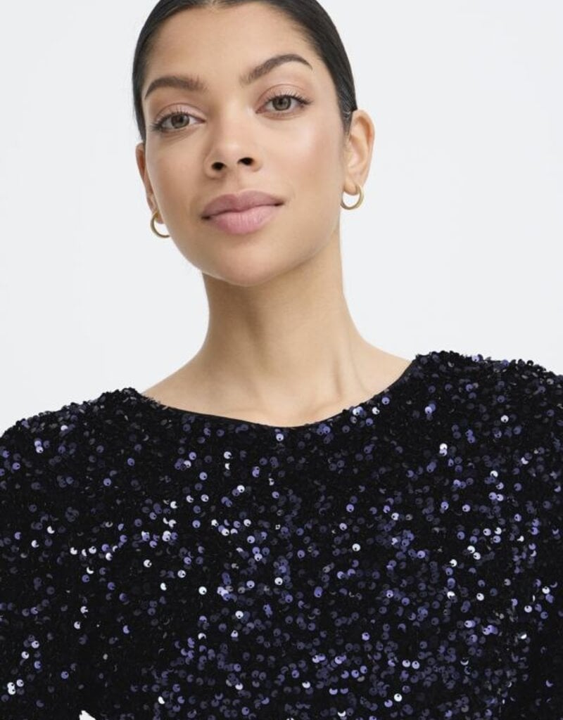 B.Young Paillet Velvet and Sequin Dress with Big Bow Detail