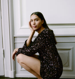 B.Young Paillet Velvet and Sequin Dress with Big Bow Detail *Two Colours*