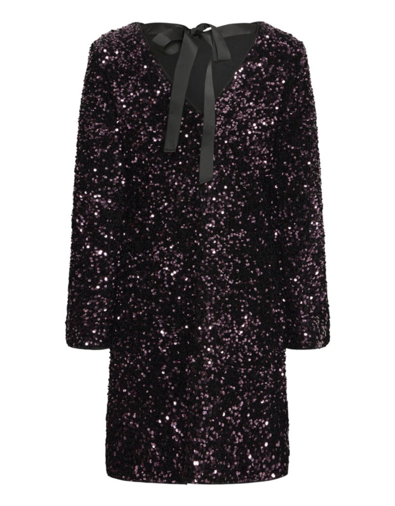 B.Young Paillet Velvet and Sequin Dress with Big Bow Detail