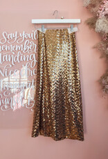 ASTRID Sequin Midi Skirt in Gold