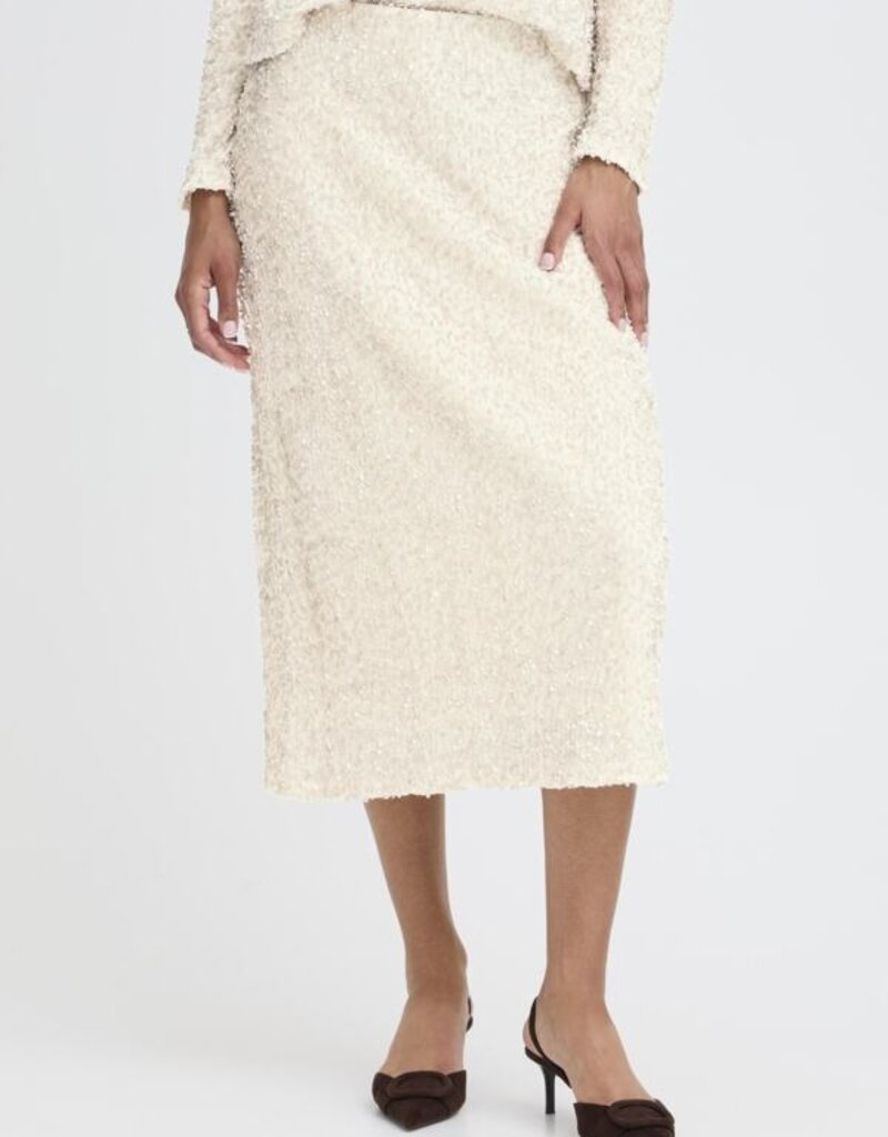 B.Young Pary Cream Velvet and Sequin Midi Skirt