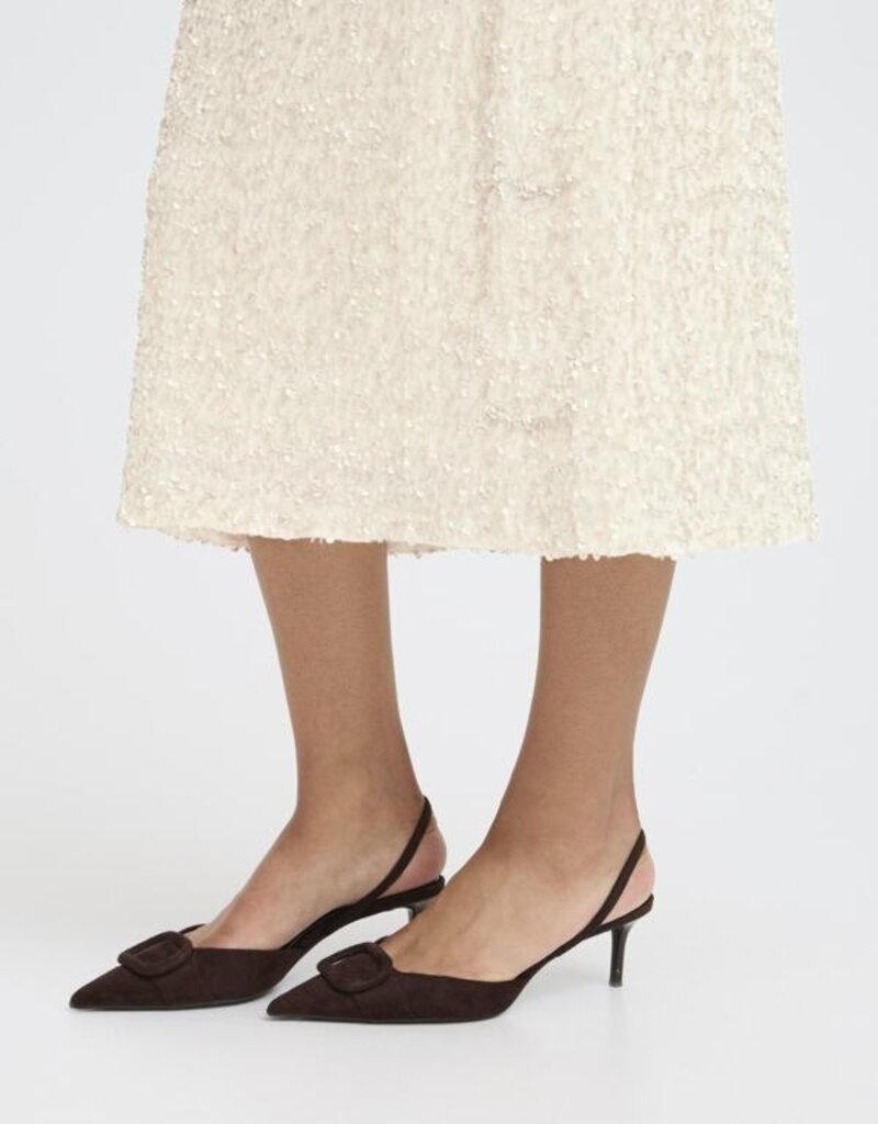 B.Young Pary Cream Velvet and Sequin Midi Skirt