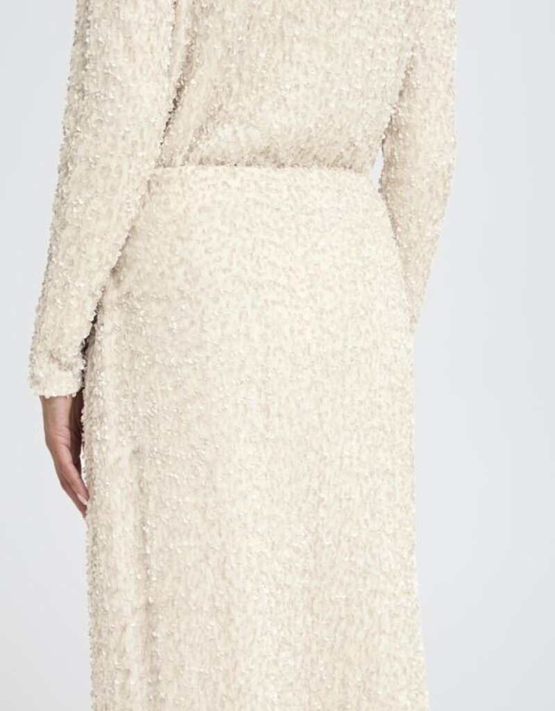 B.Young Pary Cream Velvet and Sequin Midi Skirt