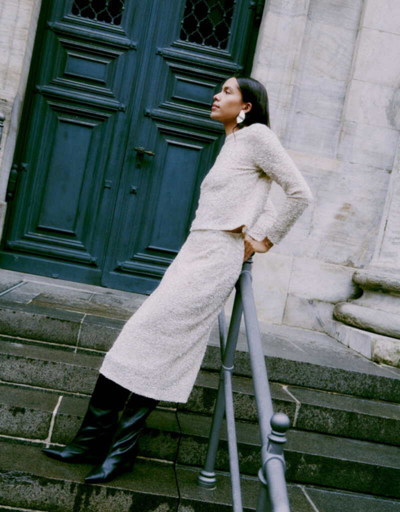 B.Young Pary Cream Velvet and Sequin Blouse