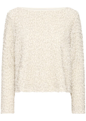 B.Young Pary Cream Velvet and Sequin Blouse