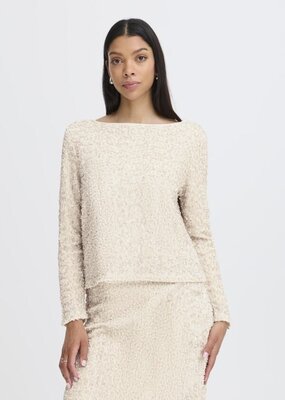 B.Young Pary Cream Velvet and Sequin Blouse