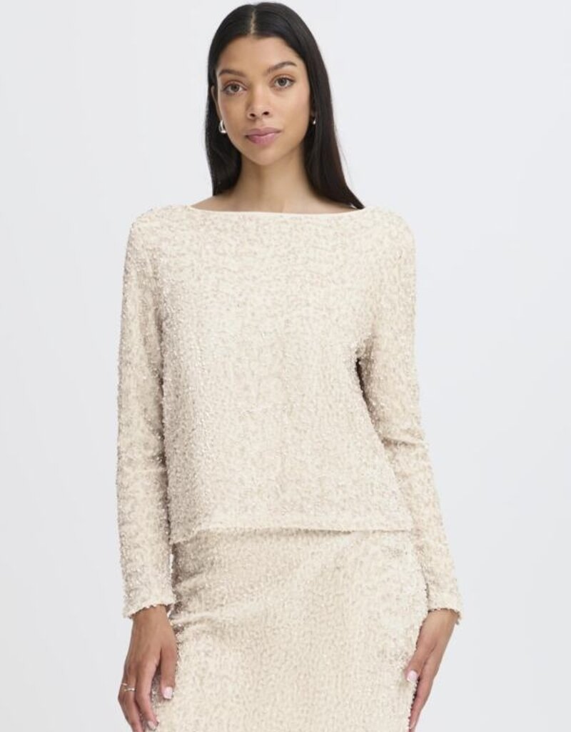 B.Young Pary Cream Velvet and Sequin Blouse