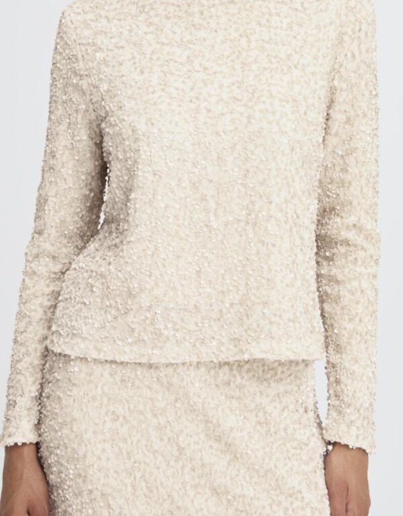 B.Young Pary Cream Velvet and Sequin Blouse