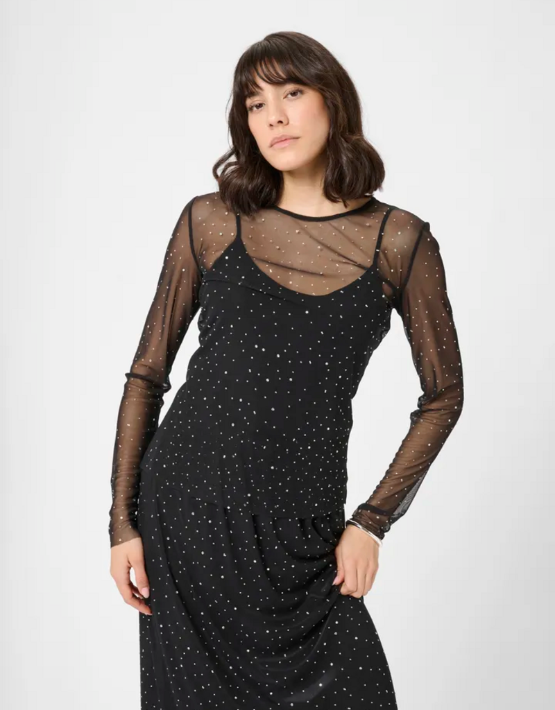 Kaffe Stinna Long Sleeve T-Shirt with Rhinestones