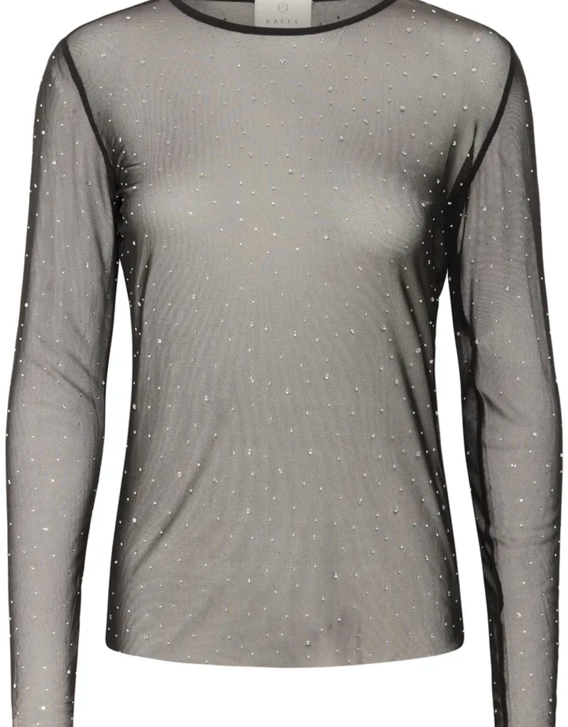 Kaffe Stinna Long Sleeve T-Shirt with Rhinestones