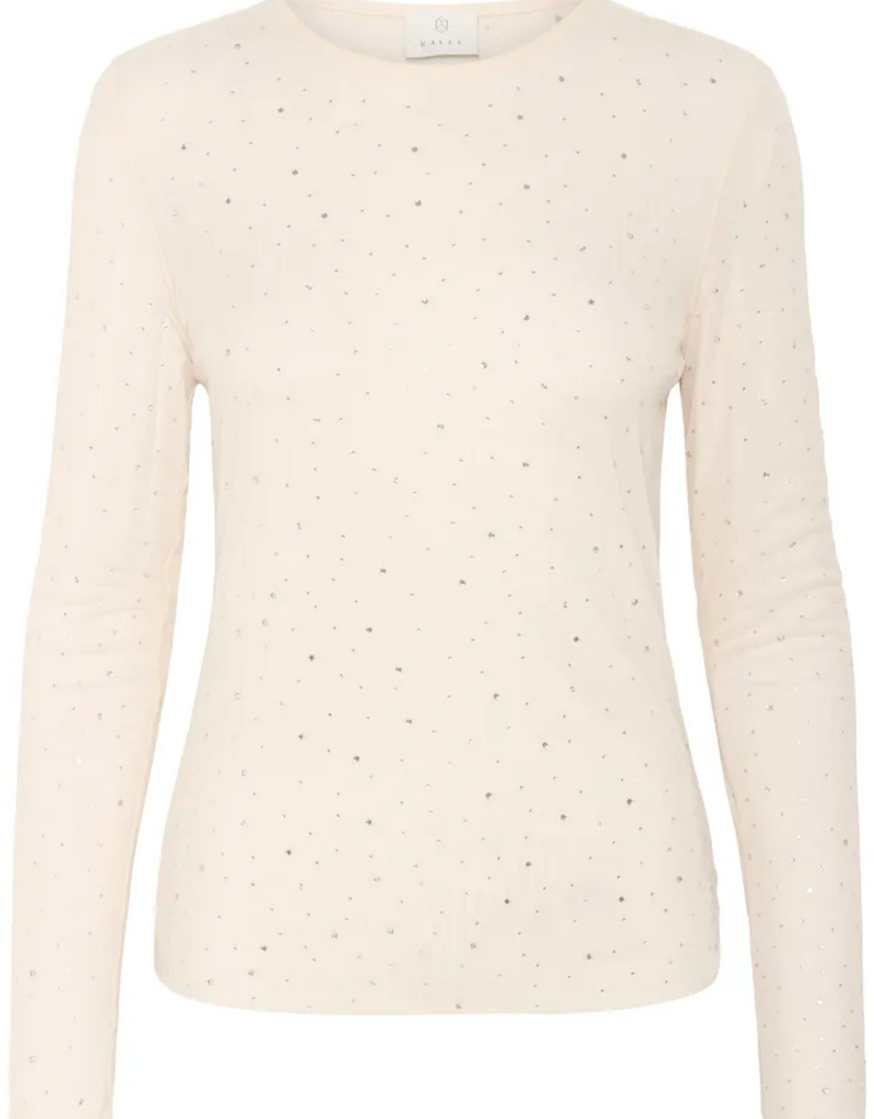 Kaffe Stinna Long Sleeve T-Shirt with Rhinestones