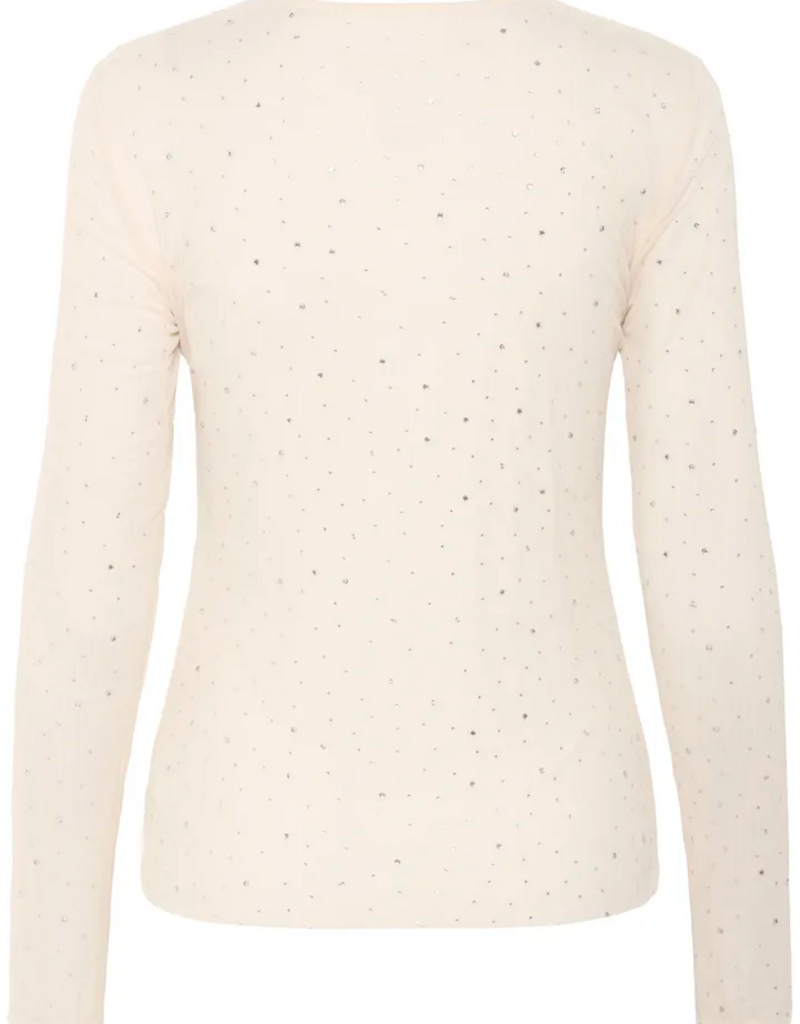 Kaffe Stinna Long Sleeve T-Shirt with Rhinestones