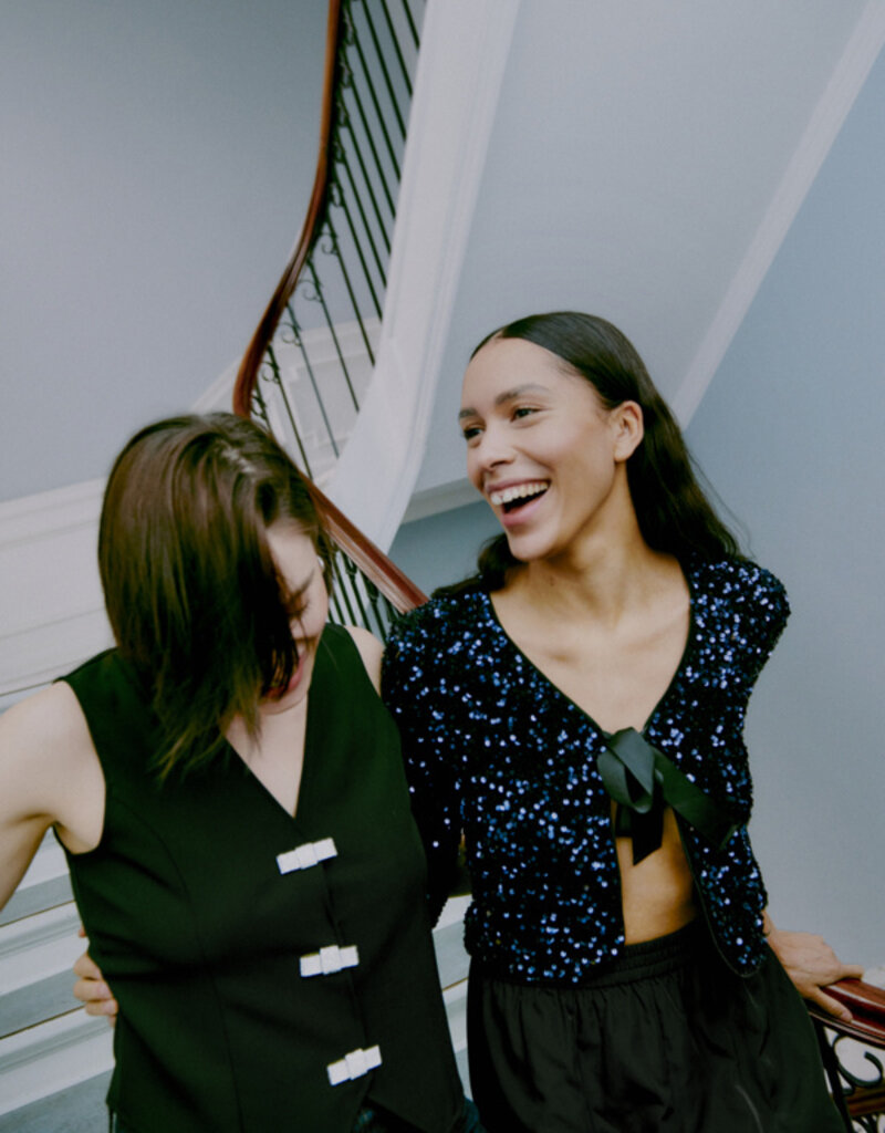 B.Young Paillet Velvet and Sequins Bow Jacket