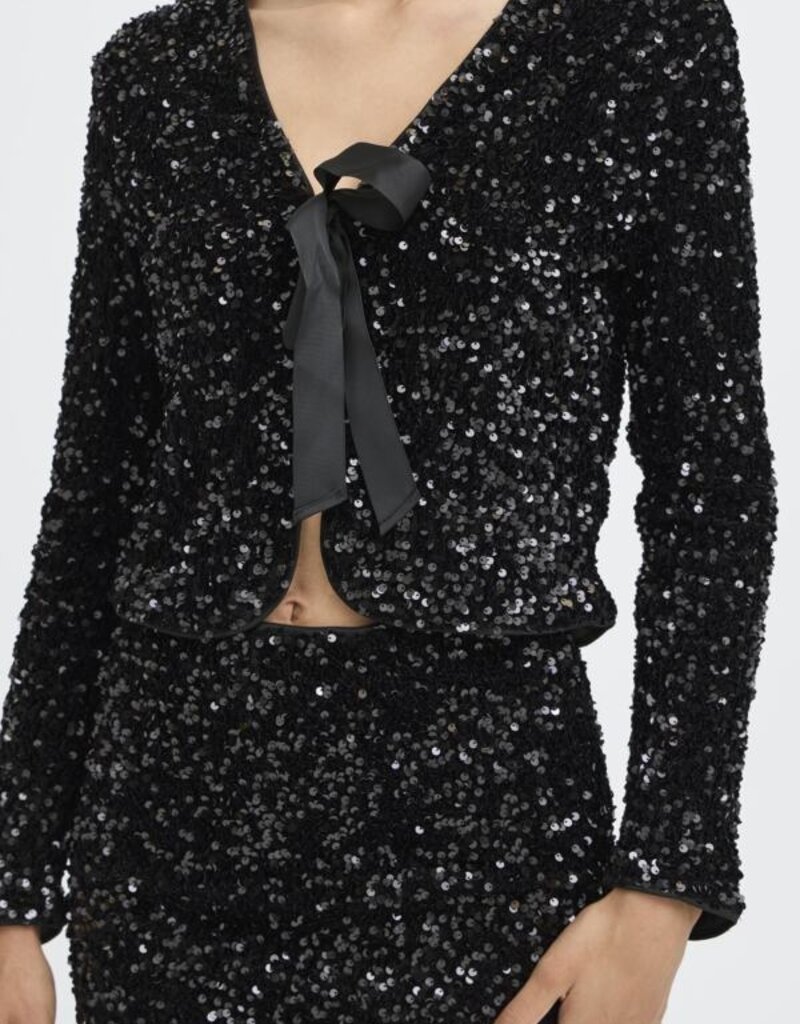 B.Young Paillet Velvet and Sequins Bow Jacket
