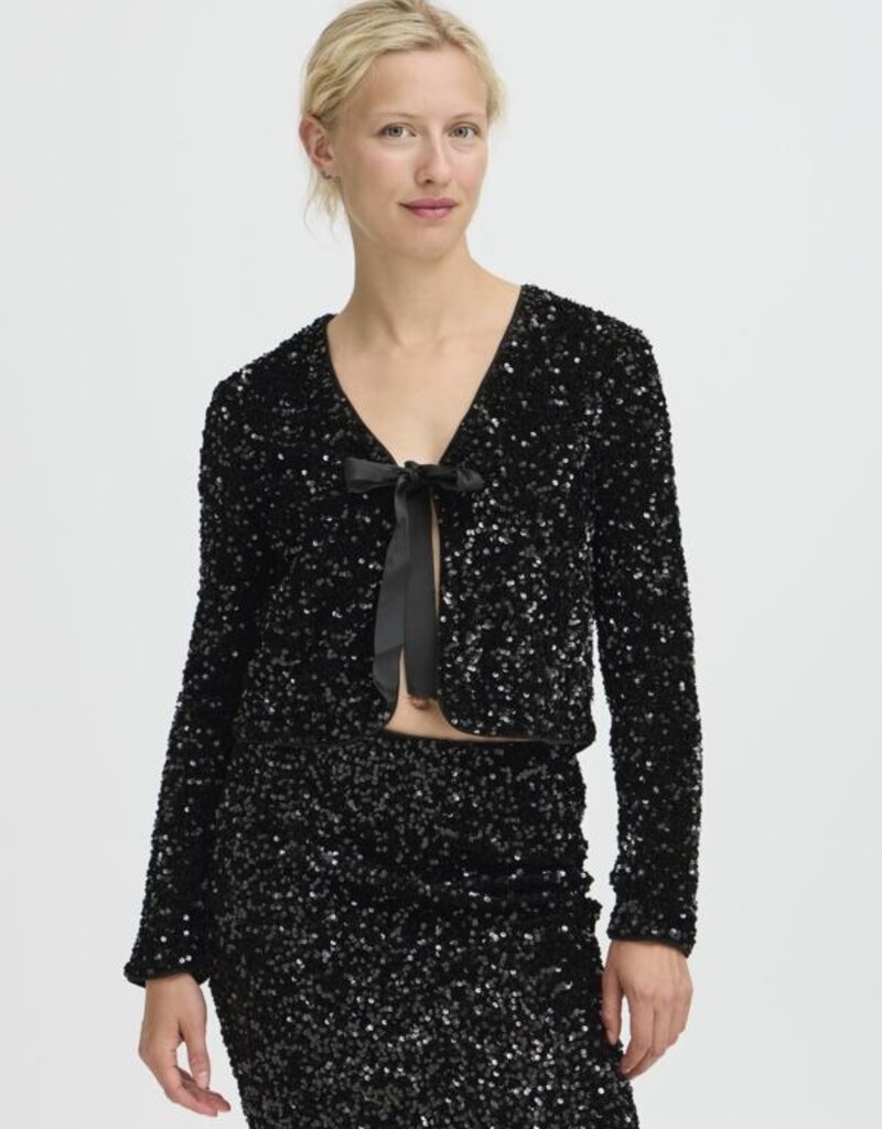 B.Young Paillet Velvet and Sequins Bow Jacket