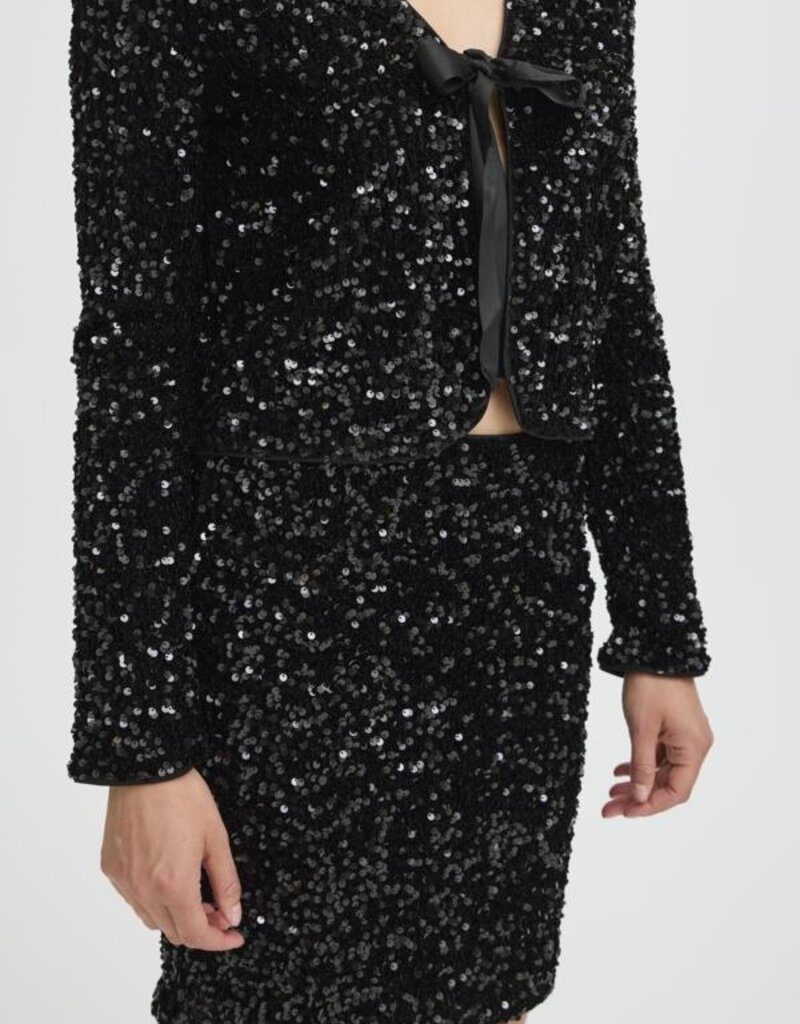 B.Young Paillet Velvet and Sequins Bow Jacket