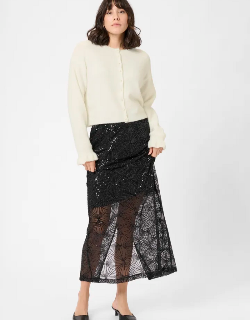 Kaffe Courson Cardigan with Pearl Buttons in Chalk White