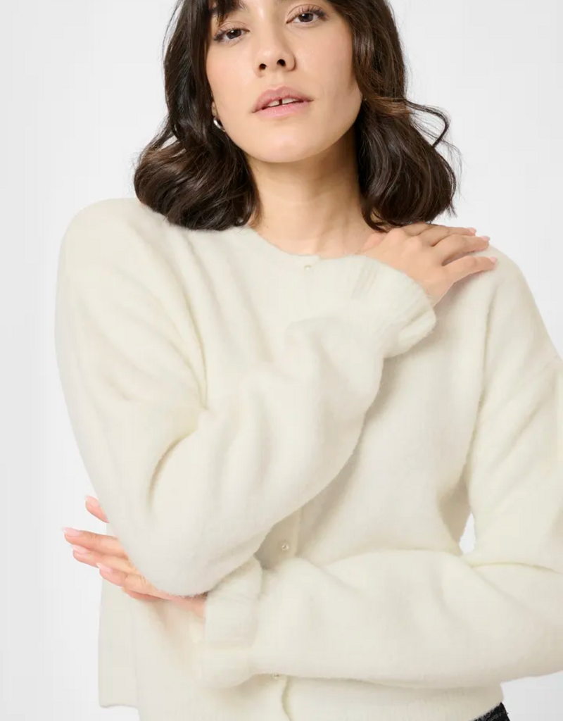 Kaffe Courson Cardigan with Pearl Buttons in Chalk White