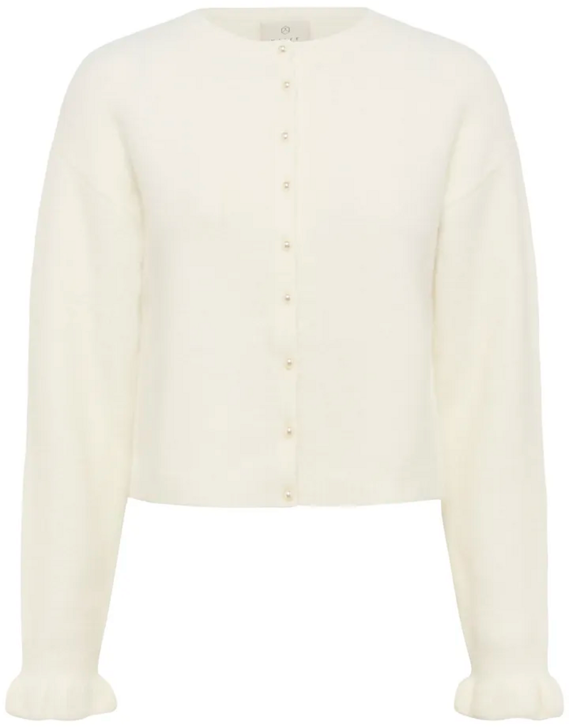 Kaffe Courson Cardigan with Pearl Buttons in Chalk White